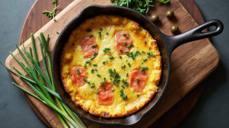 Frittata z łososiem wędzonym i szczypiorkiem